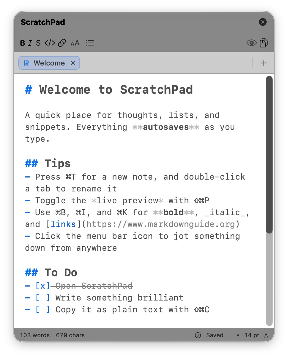 Screenshot of ScratchPad