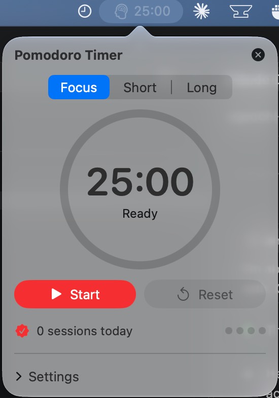 Screenshot of Pomodoro Timer